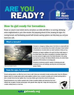 Screenshot of tornadoes fact sheet first page